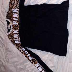 PINK Victoria Secret top with animal print sleeves